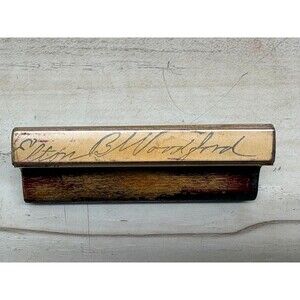 Vintage Wood Mounted Rubber Stamp Signature Elton B. Woodford